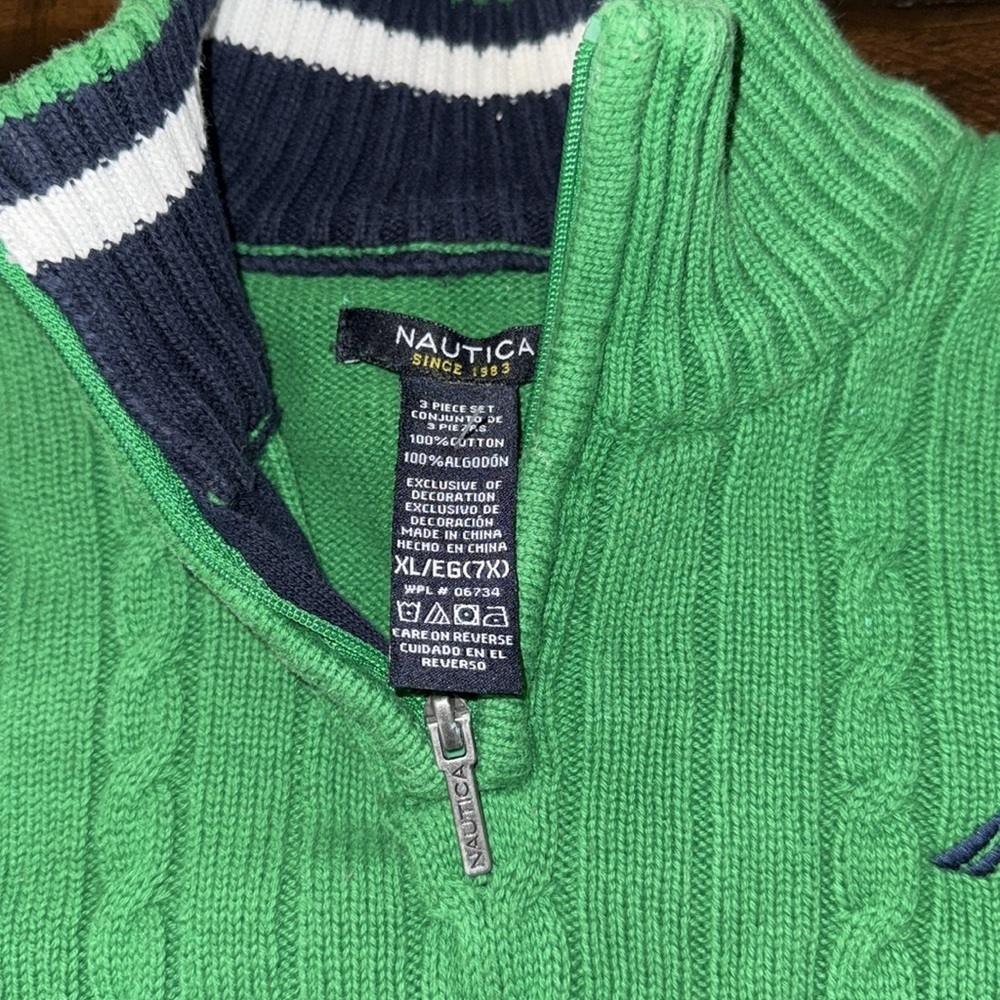 Nautica boys green sweater sz XL (7X) - Picture 3 of 3